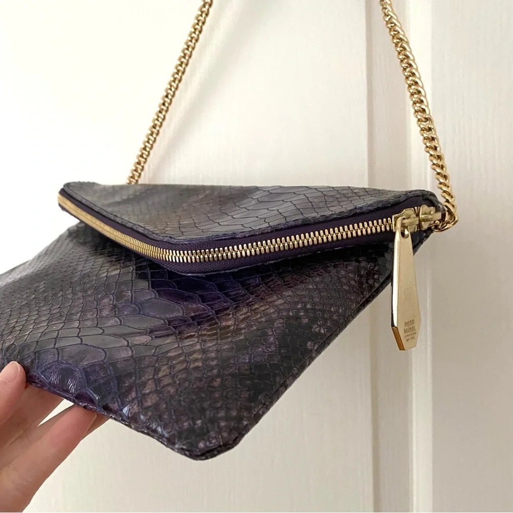 Henri Bendel Vintage Purple Snake Prink Leather Envelope Clutch Shoulder Bag - Picture 3 of 12